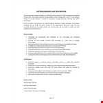 System Engineer Job Description example document template