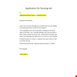 Application for Nursing Job example document template