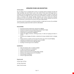 Operator Picker Job Description  example document template