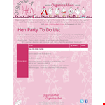 Hen Party To Do List example document template