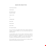 Free Appraisal Letter Template - Performance Evaluation, Human Resource Appraisal example document template