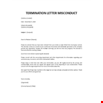 Termination letter misconduct example document template