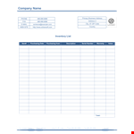 Company Inventory List Template for Efficient Business Management example document template