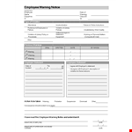 Warning Notice for Employees | Addressing Violations by Employees example document template