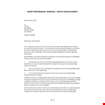 Underachieving No Bonus Announcement Letter example document template