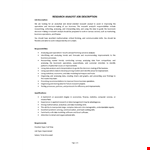 Research Analyst Job Description example document template