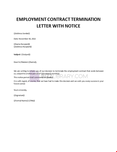Employment Contract Termination Letter with Notice