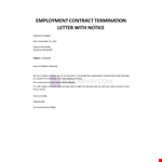 Employment Contract Termination Letter with Notice example document template