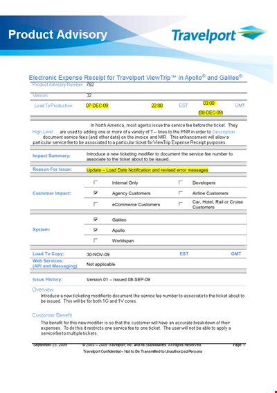 Electronic Expense Receipt - Create and Manage Service Documents and Tickets