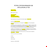 Petrol Station Manager Cover Letter example document template