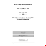 Create an Effective Event Safety Management Plan to Ensure a Safe and Successful Event example document template
