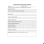 Socratic Seminar Observation Checklist example document template