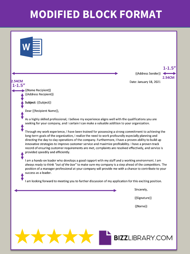 modified block format letter template