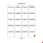 Free Grocery List Template - Organize Your Foods example document template