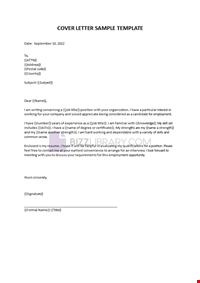 Sample Cover Letter in MS Word