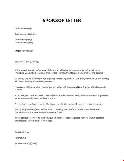 Sponsor Letter 