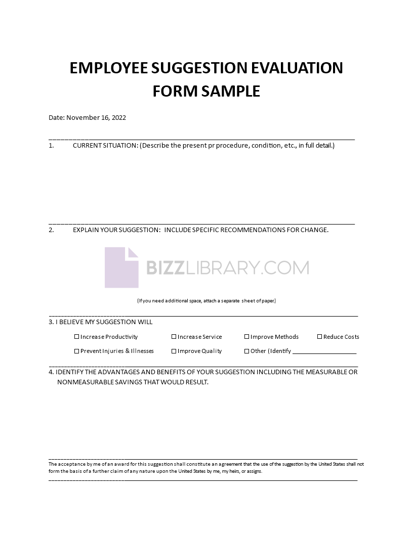 employee suggestion evaluation form template