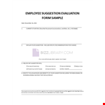 Employee Suggestion Evaluation Form example document template
