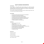 Quality Assurance Job Description example document template