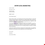 Entry Level Marketing Cover Letter Template example document template