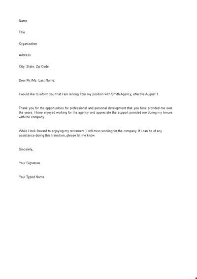 Faculty Retirement Resignation Letter
