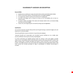 Vulnerability Assessor Job  Description example document template
