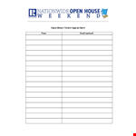 Open House Visitor Sign In Sheet example document template