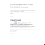 Cyber Monday Email Content Templates example document template 