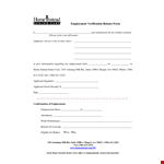 Employment Verification Release Form Template example document template