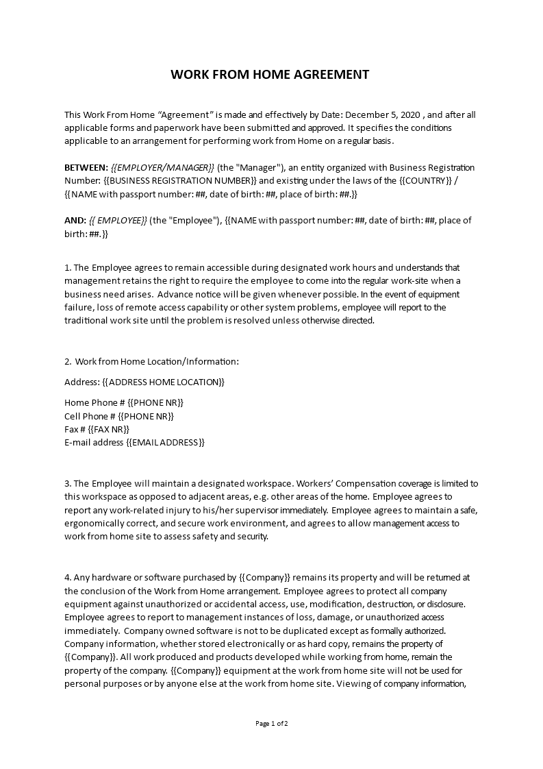 work from home agreement Main Image work from home agreement