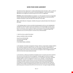 Work From Home Agreement example document template