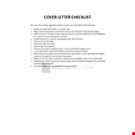 Cover Letter Checklist example document template