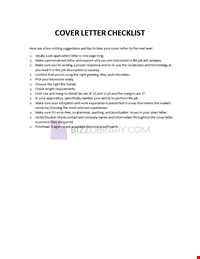 Cover Letter Checklist