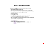 Cover Letter Checklist example document template 