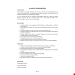 3D Artist Job Description example document template