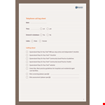 Telephone Call Log Sheet example document template