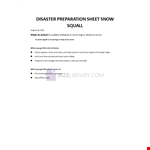 Disaster Preparation Sheet Severe Snow Squall example document template 