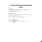 Disaster Preparation Sheet Severe Snow Squall example document template