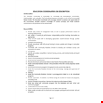 Education Coordinator Job Description example document template
