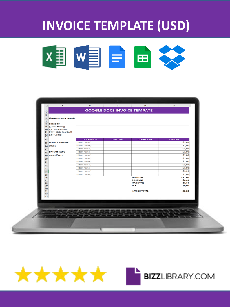 google docs invoice template template