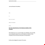 Appointment Letter of Auditors for {Company Name} example document template 
