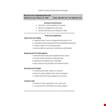 Sample Functional Resume Business Manager example document template