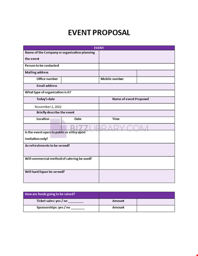 Event Proposal Form Template