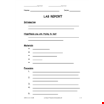 Lab Report Template - School Report | Department Lab Report Template example document template