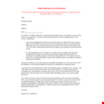 Warning Letter Of Unsatisfactory Job Performance Toeoufvpq example document template 