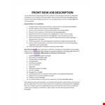 Front Desk Job Description example document template