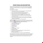 Front Desk Job Description example document template 