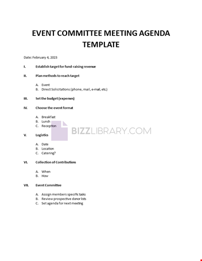 Event Committee Meeting Agenda