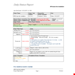 Daily Status Report Template example document template
