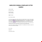 Formal Complaint Letter example document template